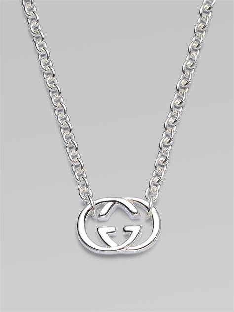 gucci double g sterling silver necklace|Gucci pendant necklace silver.